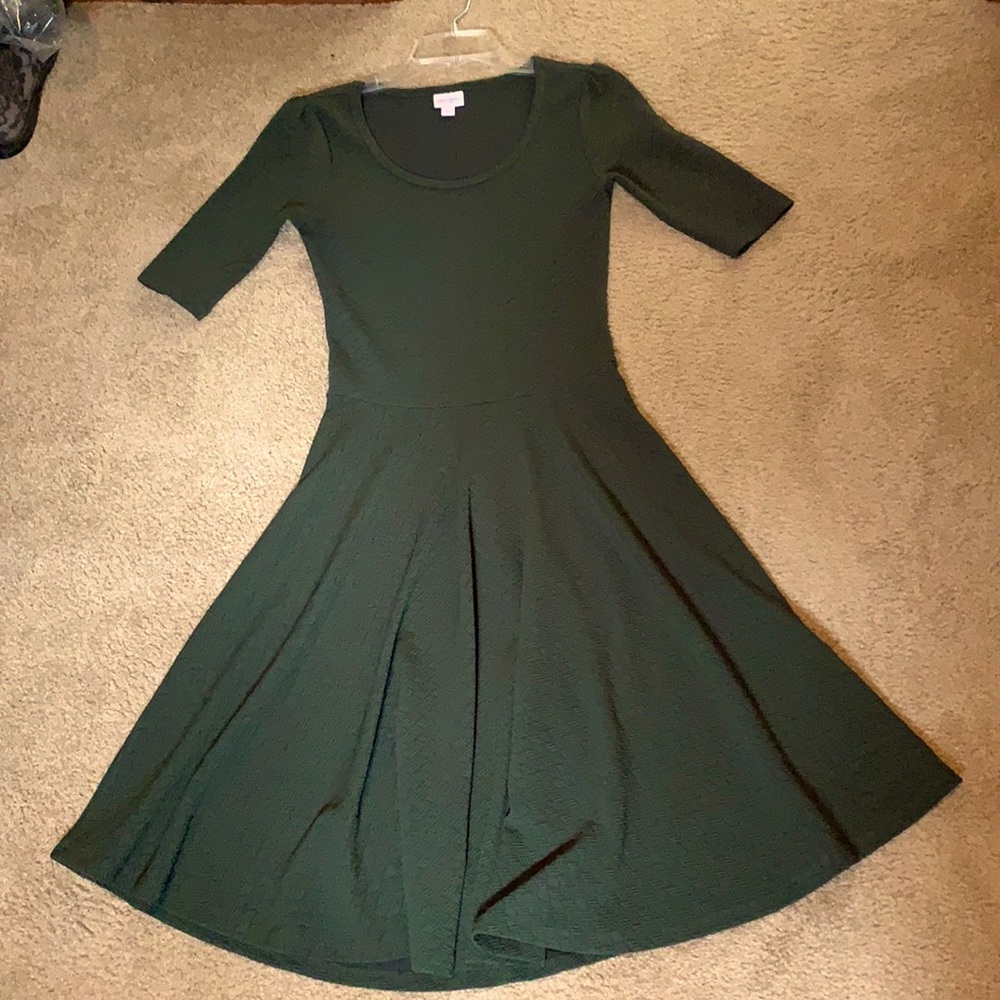 LuLaRoe Olive Green Fit-and-Flare Dress